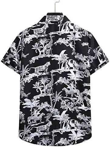 חולצות גברים חולצות הוואי מקרית חולצות גברים של פלנל משובץ חולצות קצר שרוול רגיל מתאים מזדמן כפתור למטה חולצה