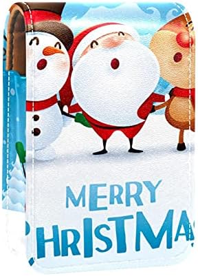 שפתון מקרה עם מראה חג המולד סנטה קלאוס איילים שלג צבי גלוס מחזיק נייד שפתון אחסון תיבת נסיעות איפור תיק מיני