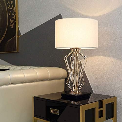 מנורת שולחן WSSBK, סגנון מודרני בסגנון זהב חדר שינה בסלל סלון ליד מנורת שולחן, מנורת שולחן וצל בד לבן