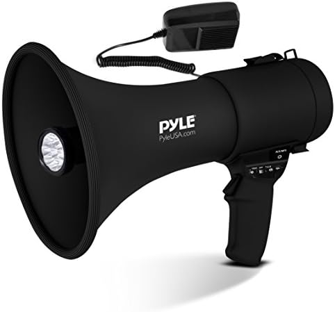 Pyle Portible Compact Pa Magaphone רמקול ומגפון רמקול PA Bullhorn - Siren מובנה, בקרת נפח מתכווננת של 50 וולט