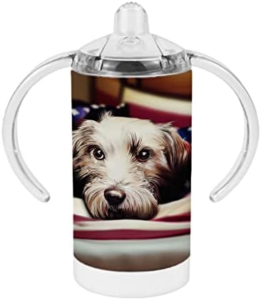 כלב הדפסת כוס קש-טרייר תינוק כוס קש-ארה ב דגל כוס קש