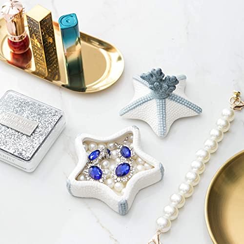 תיבת תכשיט קרמיקה וולאר, מארז תכשיטים חמוד, מחזיק טבעת עם מכסה / מתנה אידיאלית לילדה, מתנה מקסימה עבורה / עיצוב כוכבי