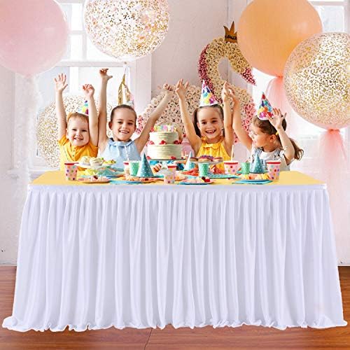 חצאיות שולחן לבנות לשולחנות מלבן 6ft polyester שולחן קפלים חצאית פרוע מפת שולחן למסיבת יום הולדת לחתונה מקלחת למקלחת כלה
