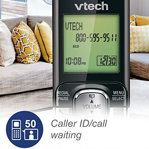VTECH CS6529-2 DECT 6.0 מערכת מענה טלפונית עם מזהה מתקשר/המתנה, 2 מכשירים אלחוטיים, כסף/שחור