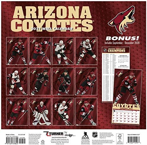 Turner Sports Arizona Coyotes 2021 12x12 לוח השנה של הקבוצה