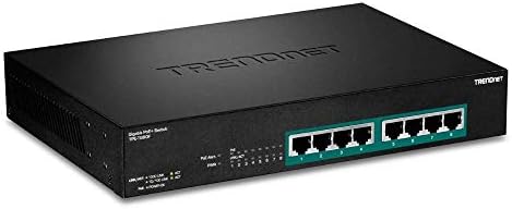 Trendnet 8-Port Gigabit Popual Poe+ Switch, 8 x gigabit POE+ יציאות, תקציב כוח 240W, קיבולת מיתוג של 16