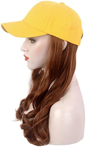כובעי נשים אופנה, כובעי שיער, כובעי בייסבול צהובים, פאות, פאות ארוכות ומתולתלות, כובעים