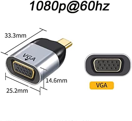 Xiwai סוג C ל- VGA Converter USB-C מתאם צג 1080p 60Hz לטאבלט וטלפון ומחשב נייד