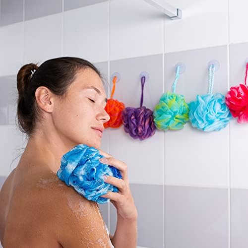 ספא ספוגי אמבטיה מנוסחים למקלחת 6 חבילה 50 גרם 5 '' - מקלחת פוף לופה ספוגס - פילינג גוף קרצוף אמבטיה לופאה - כדורי נשיפה