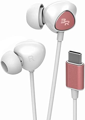 אוזניות Bolle & Raven USB-C עם מיקרופון מיקרופון, אוזניות קוויות באוזן עם מרחוק מוטבעת + מיקרופון לטלפונים מסוג C כולל