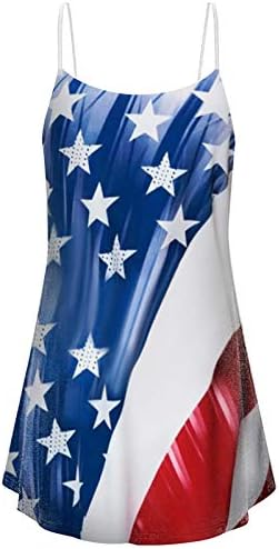 Balakie נשים 4 ביולי אמריקה אמריקה דגל חולצות שרוולים שמלת שמלת חוף קיץ מזדמנת עם כיסים