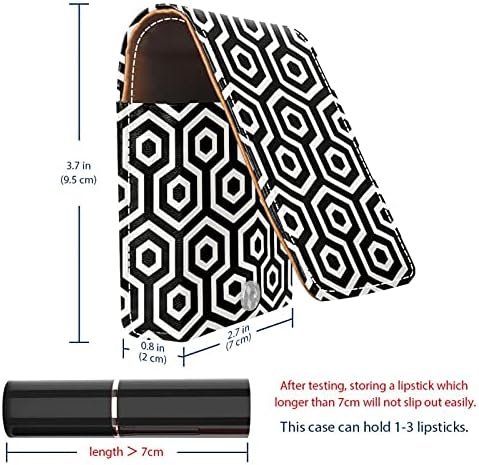 שחור משושה דפוס גלוס מחזיק שפתון מקרה נייד איפור תיק נסיעות שפתון ארגונית מקרה עם מראה מיני שפתון תיבת אחסון עבור