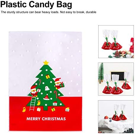 חג המולד לטפל תיק, 100 יחידות חג המולד פלסטיק מתנת סוכריות שקיות מסיבת ביסקוויטים מתנת אריזת שקיות