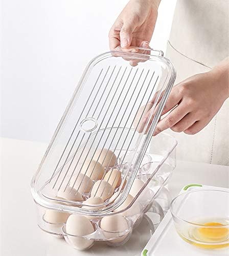מגש ביצה מקרר סאנו מחזיק מגש ביצה מקורה לערימה, מיכל אחסון ומארגן למקרר, מקפיא, מקרר, מחזיק 16 ביצים מקרר חפיסת ביצה