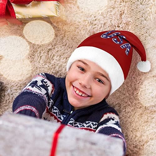 ארהב מדבקת קטיפה חג המולד כובע שובב ונחמד סנטה כובעי עם קטיפה ברים ונוחות אוניית חג המולד קישוט
