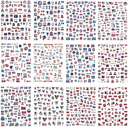 4 יולי נייל מדבקות עצמאות יום נייל אמנות מדבקות פטריוטית אמריקאי דגל דביק נייל מדבקות 900 + דפוסים עבור נשים בנות ילדים