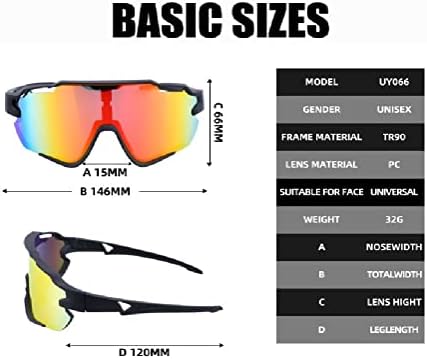 משקפי שמש אופנועים של גולסי בייסבול הרים משקפי שמש אופנועים משקפי שמש - הגנה על UVAB עם 3 עדשות צבע