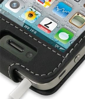 מארז כיסוי עור שחור של שרוול מונאקו עם קליפ חגורה ניתנת לניתוק לספרינט / AT & T / Verizon / T-Mobile Apple iPhone 4G
