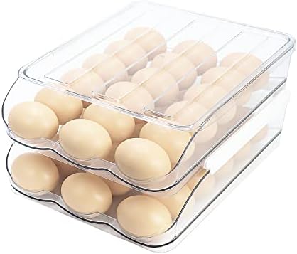 מחזיק ביצה מעדיף למקרר מתגלגל באופן אוטומטי מיכל אחסון ביצים למקרר 36 אחסון ביצים לשימוש חוזר ומגש ביצה