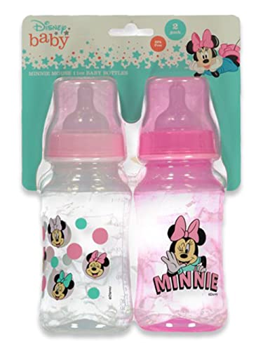 בקבוקי תינוקות של דיסני מיני מאוס 11 עוז לבנים או לבנות / 2 מארז בקבוקים בצורת שעון חול לתינוקות עם כיסוי לתינוקות ולכל התינוקות