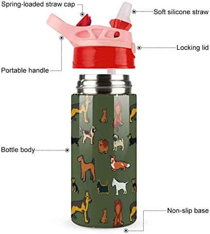 כלבים שונים מגדלים בקבוק מים צבעוני נירוסטה כוסות ספל נסיעות מבודדות נועלות בקבוקי ספורט מכסה
