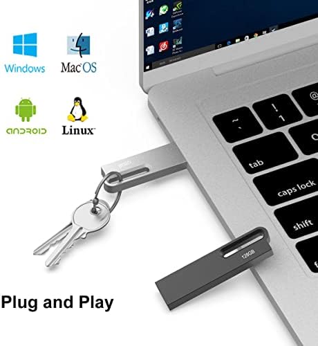 AIIBE 128GB כונן הבזק 2 אריזה כונן אצבע USB כונן אגודל עם מחזיק מקשים 128 ג'יגה -בייט קפיצה אטומה למים 128 ג'יגה