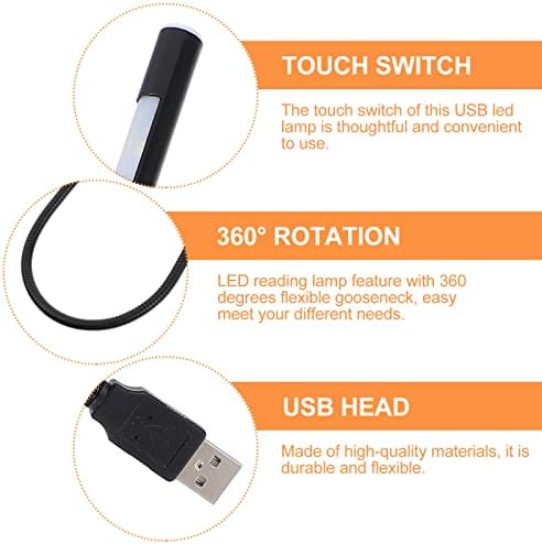 Mobestech 6 PCS USB קריאה לעומק קריאה מנורה מיטת מיטת קריאה אור USB מתג מגע מנורה מנורה מקלדת מחשב נייד אור