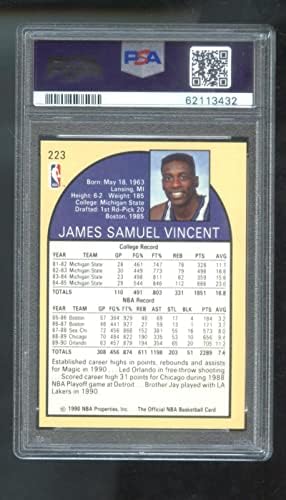 1990-91 חישוקים 223 סם וינסנט מייקל ג'ורדן מראה לובש מספר 12 PSA 8 כרטיס כדורסל מדורגים NBA 90-91 1990-1991 שיקגו