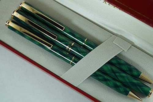 Sheaffer מיוצר בארהב חתימת אופנה Criss-Cross-Cross Tartan משובץ חבית לכה ירוקה ומכסה עם פגישות זהב 22KT עט מזרקה