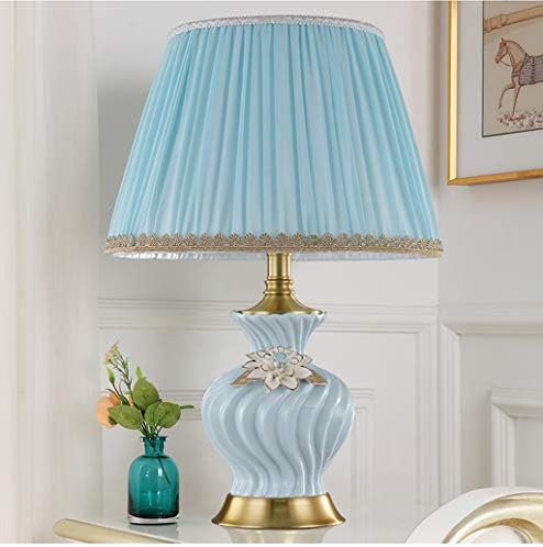 מנורות שולחן אטאי, מנורת שולחן בד, מיטת חדר שינה עם מיטה חמה מתחתנת קרמיקה קרמיקה מלון LED מנורות קריאה מנורות/כחול
