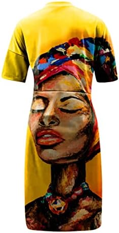 שמלת Dopocq פלוס גודל לנשים 2023 קיץ אפריקני בסגנון אתני V שמלת שרוול קצר שרוול רופף שמלת MIDI עם כיסים