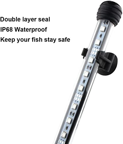 אור אקווריום LED Covoart, 23 אינץ 'מיכל דגים אור RGB צבע אור מתחת למים אורות זכוכית קריסטל טבולים, 33 חרוזי LED,