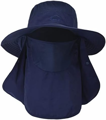 כובע דיג של Kwubie, כובע הגנה מפני שמש, כובע שוליים רחב חיצוני, כובע Boonie הגנה על UV עם כיסוי פנים וצוואר