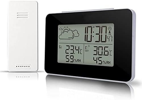 דאובה מקורה בחוץ לבית עם שעון מעורר לחות טמפרטורה דיגיטלית עם חיישן עם תאורה אחורית