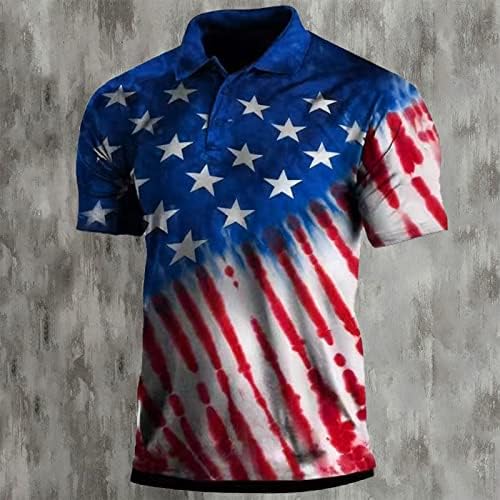 חולצות פולו דגל אמריקאי לגברים פטריוטיות 4 ביולי חולצות טי 2023 צמרות וינטג 'של שרוול קצר קיץ