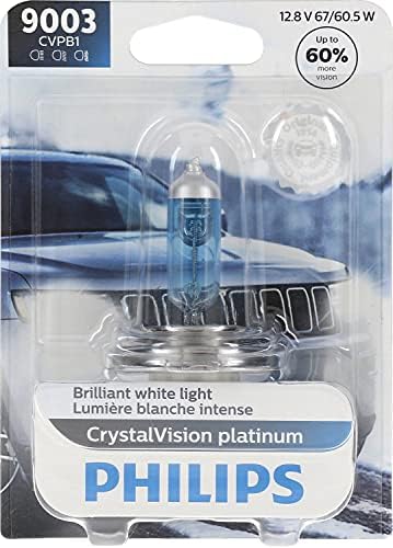 תאורת רכב פיליפס 9003 נורת פנס שדרוג פלטינה של CrystalVision, חבילה של 1