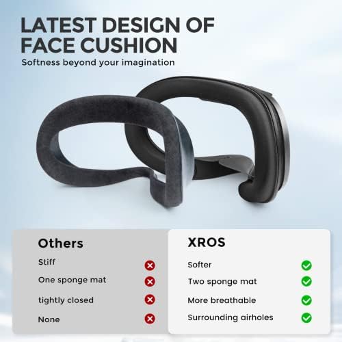 XROS VR משודרג כרית פנים תואמת לאביזרי Quest 2, שני החלפת קצף ממשק פנים רך, עיצוב אוויר מחזור פנים כרית קצף, אנטי-ערמומי
