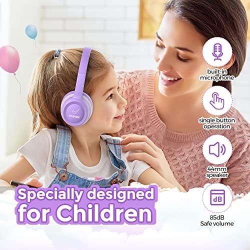 Vinamass Kids Bluetooth אוזניות, זמן משחק בן 22 שעות, Bluetooth 5.0 ומיקרופון מובנה, אוזניות מבטלות רעש לילדים,