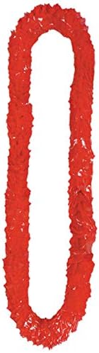 Beistle Poly Twist Poly Leis עם תיבה מסומנת, 50 ליס אדום לכל חבילה, 1.5 x 36, אדום