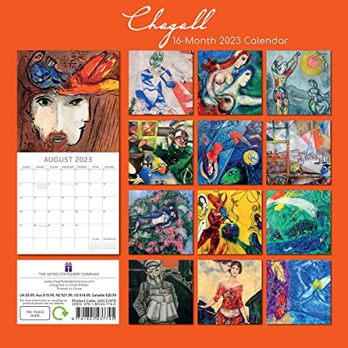 2023 לוח השנה הקיר המרובע - צ'אגאל, נוף חודשי 12 x 12 אינץ ', 16 חודשים, נושא אמנות