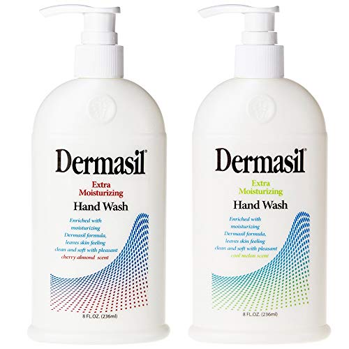 שטיפת ידיים של דרמסיל לחות נוספת ניקוי סבון נוזלי עדין מתקדם לטיפול בעור יבש שקדים דובדבן ריחניים טבעיים ומלון מגניב
