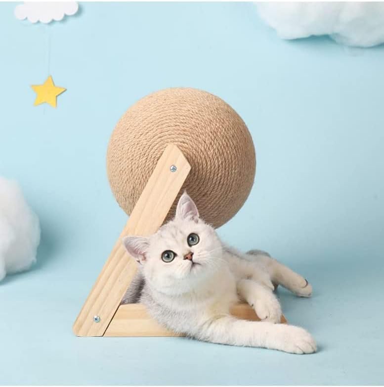 Ouhoe דיכאון צעצוע של כדור חתול, מגרד חתול קטן כדור סיסל כדור מקורה מגרד אימון אינטראקטיבי אימון אינטראקטיבי משחק