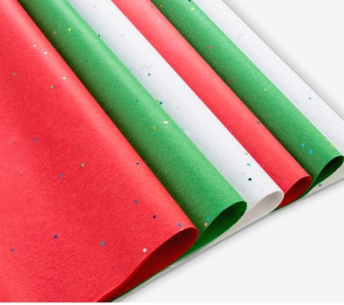 נייר טישו לחג המולד לשקיות מתנה 50 גיליונות / אדום ירוק ולבן גיליונות חג המולד-נוצץ צבעוני נוצץ חג המולד גלישת