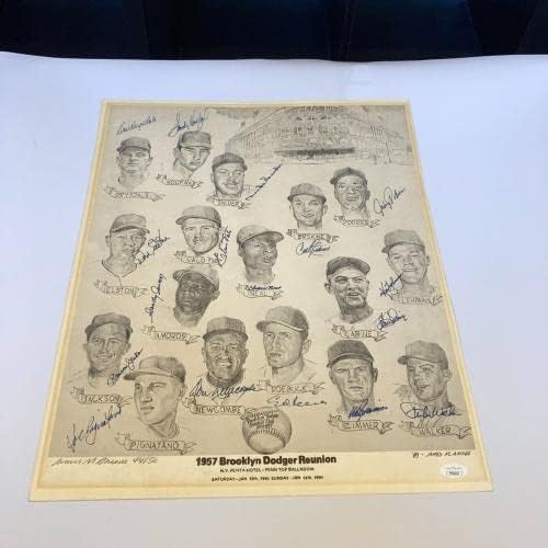 1957 צוות ברוקלין דודג'רס חתם על 16x20 צילום סנדי קופקס דון דריסדייל JSA COA - תמונות MLB עם חתימה