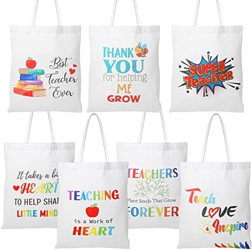 7 יחידות שקיות בד מורה בתפזורת 15 על 14 אינץ ' הערכת מורה מתנה ליום הולדת יום המורים שקיות בד צבעוניות לשימוש חוזר