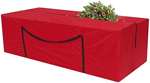 עץ חג המולד אחסון תיק, אדום כבד החובה חג המולד עץ אחסון תיק מתאים עד 7.5 רגל מפורק עצים, חג המולד אחסון מיכל תיק עם ידיות