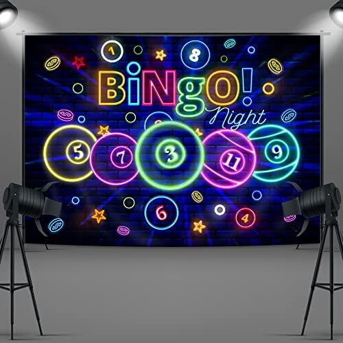 בינגו לילה נושא רקע 7 ווקס5 שעות רגליים ניאון סנוקר משחק זמן תחרות עבור בינגו מנצח כדור מסיבת מטבעות פוליאסטר בד צבעוני