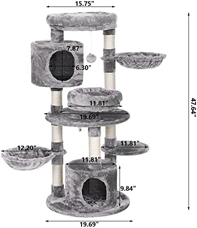 עץ חתול מקסים מגדל חתול עגול עם עמודי גירוד דירת חתול בית משחק לחיות מחמד סל נעים מרכז פעילות מוט עגול ממג ' 18 ליטר