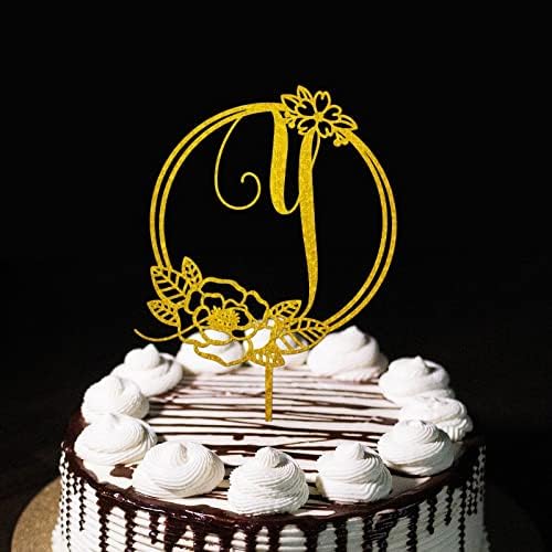 זהב ראשוני עוגת עוגת טופר מונוגרמה שם לקישוטים למסיבות יום נישואין מתנות ליום הולדת רומנטיות כפרי לגברים נשים