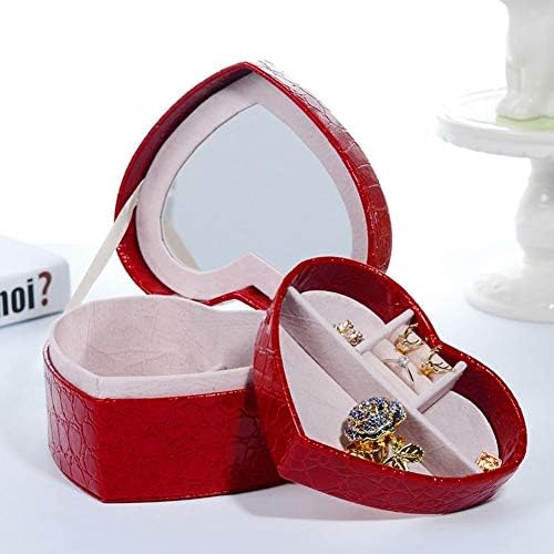 קופסת תכשיטים עור QTT אדום אהבה שרשרת טבעת עגילי אחסון קופסא תכשיטים תצוגה ארגזים ארגזים לחתונה קופסת תכשיטים